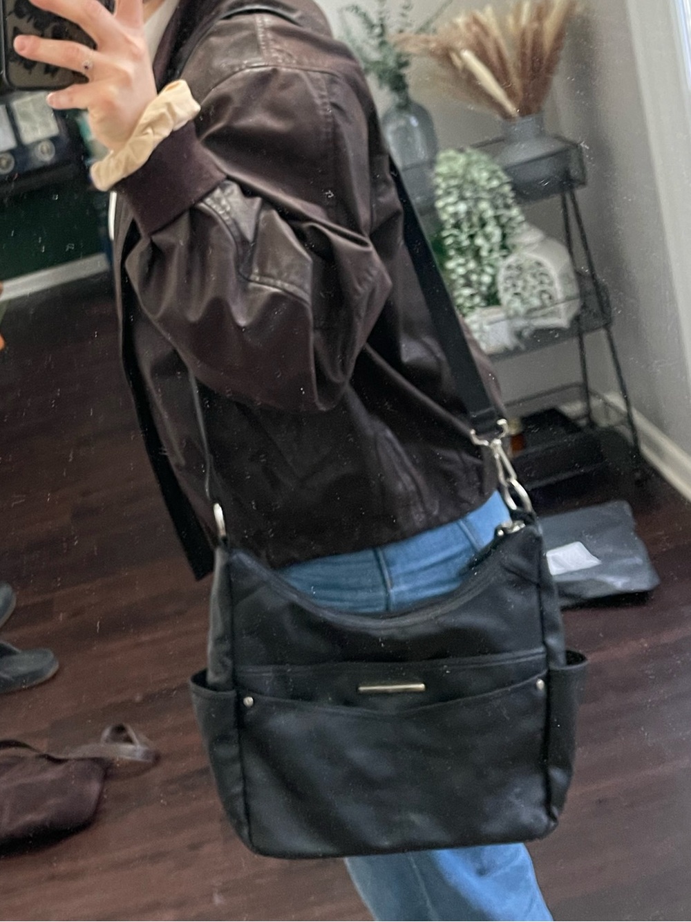 Rosetti Black Shoulder Bag with Gold-Tone Accent - Picture 6 of 8
